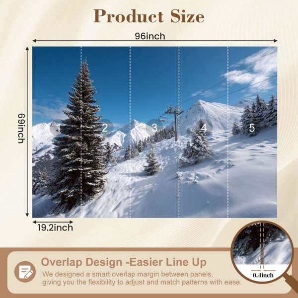 Red Barrel Studio Peel and Stick Wallpaper Panoramic mountainside ski ...