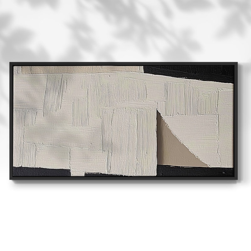 Série abstraite - DCXLII - Toile tendue avec châssis encadré - Prêt à être accroché, H 21 po x l 41 po, Noir