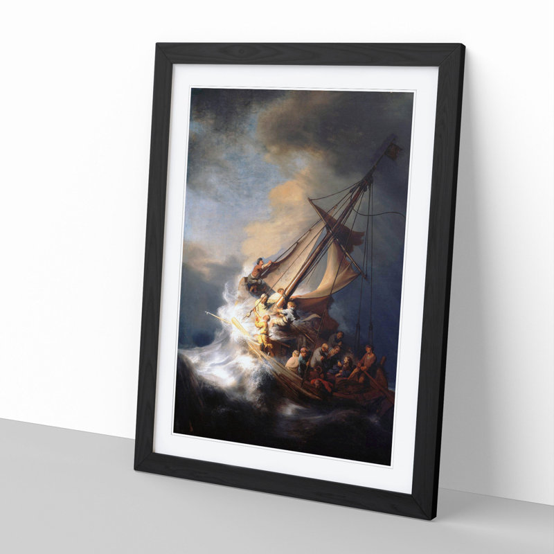 Christ in the Storm of Galilee by Rembrandt Van Rijn - Framed Print, 36cm H x 27cm W x 2cm D, Black Framed