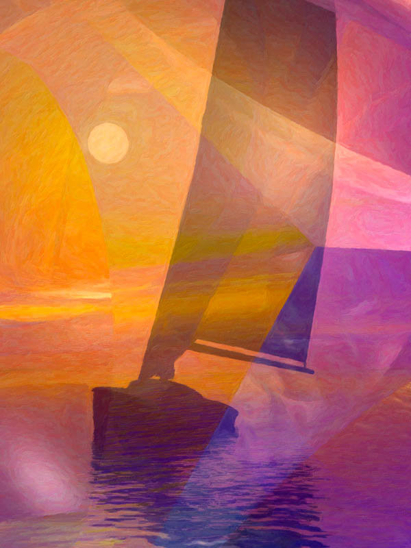 " Sunset Sail " by Scott Menaul, 45" H x 30" W