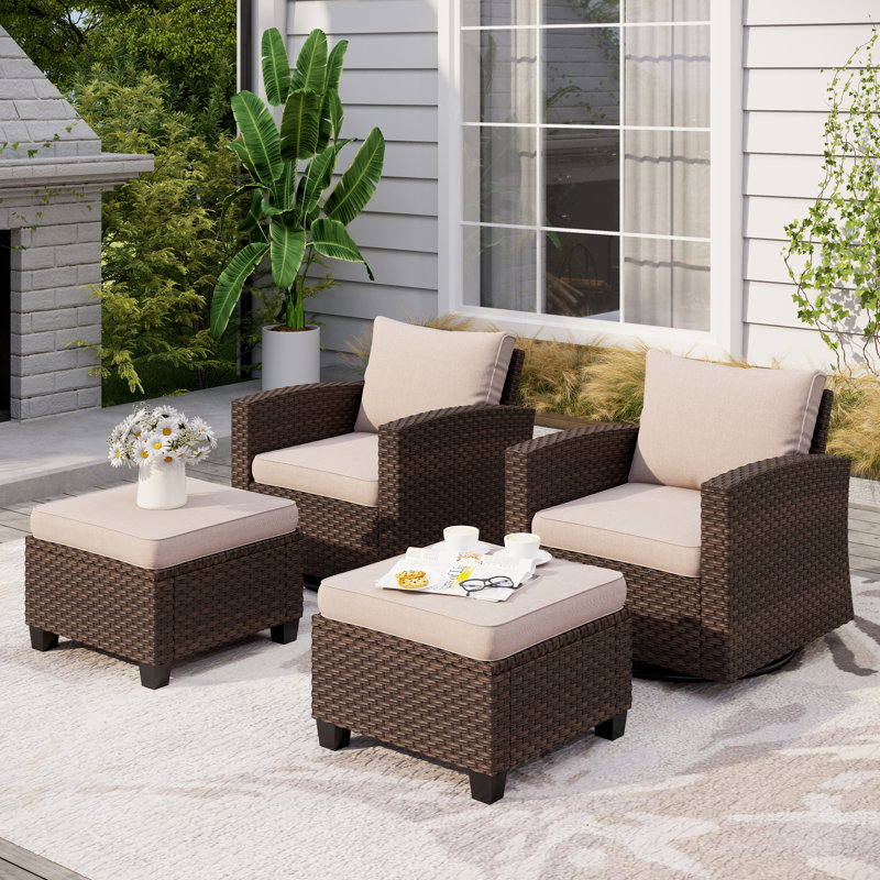 Outdoor Wicker Patio Seating Set, Beige
