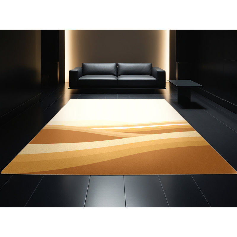 Machine Washable Parez Atacama Desert Chile Minimalist Rug in Beige – Beige Binding, 2x4