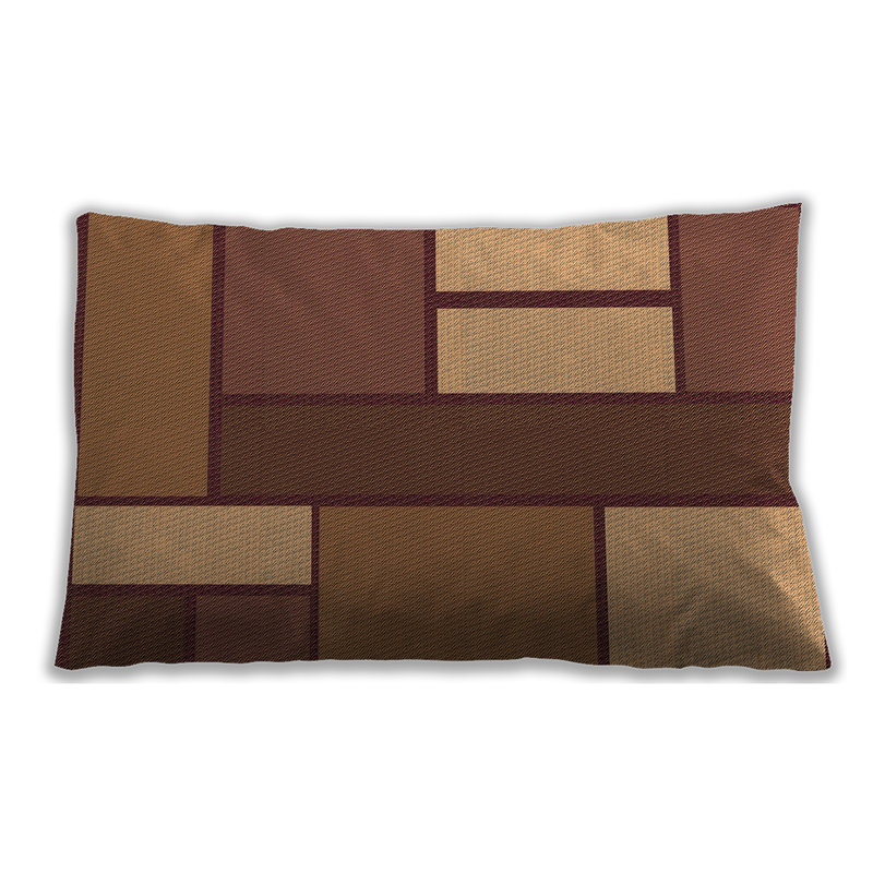 Geometric Throw Pillow, Brown, Microsuede