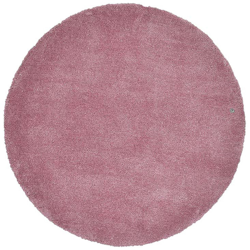 Cozy Handmade High Pile Pink Rug, Round 100cm