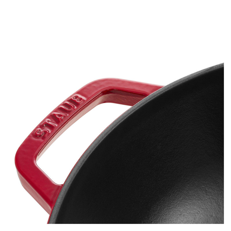Staub Cast Iron Wok with Lid, Cherry