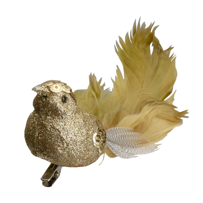 Ornement de Noël oiseau scintillant, H 2 po x l 1,5 po x P 5 po