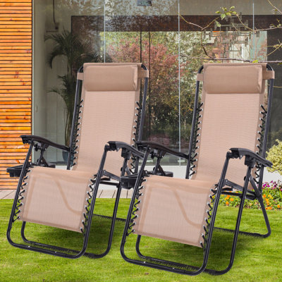 Chaise de patio pliante avec coussins Zechariah