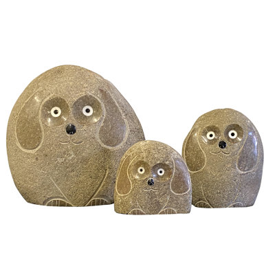 Famille de chiens Boulder 3 pièces 6 "8" 12 "Stone Age Creations