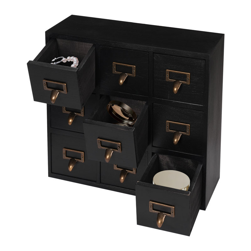 Shurma Wood Stackable Desk Organizer with Drawers, Black