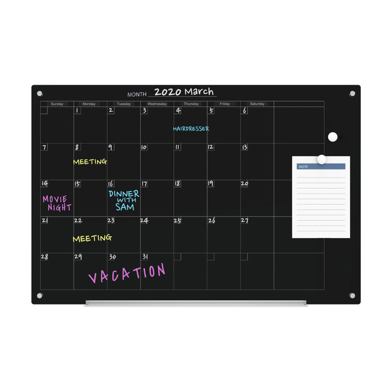 Audio-Visual Direct Yes Glass Glass Board, 24" H x 36" L, Black