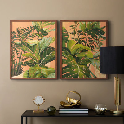 Golden Hour Greenery I - reproduction encadrée de qualité supérieure - prête à être accrochée - aucun clou requis - aucun clou requis