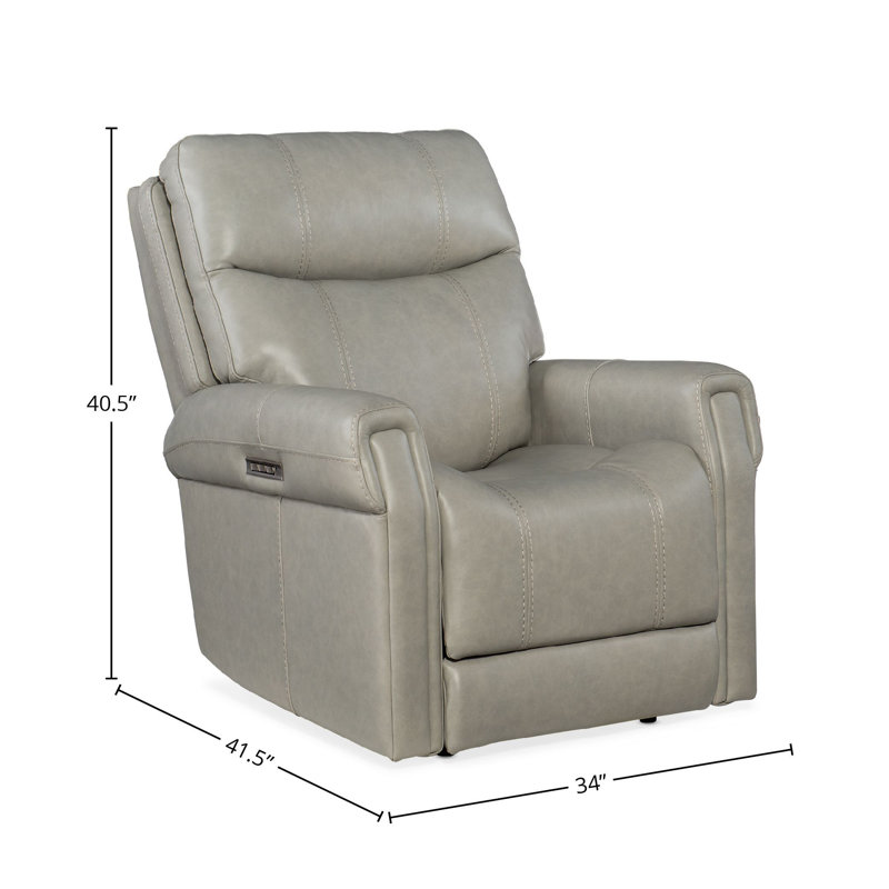 Callysta Leather Power Recliner, Gray Genuine Leather
