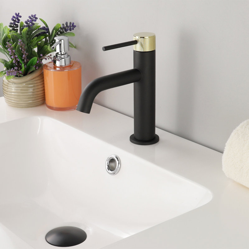 Robinet de salle de bain monotrou Louth, Noir mat / or brossé