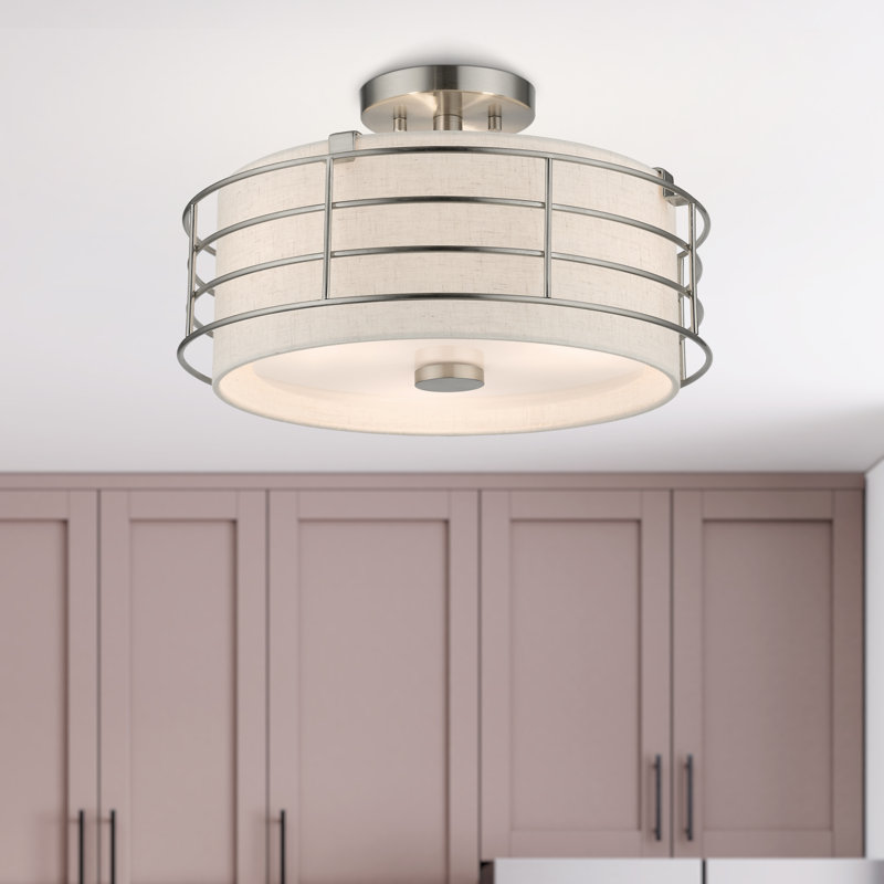 Maricruz Fabric Semi Flush Mount, Brushed Nickel
