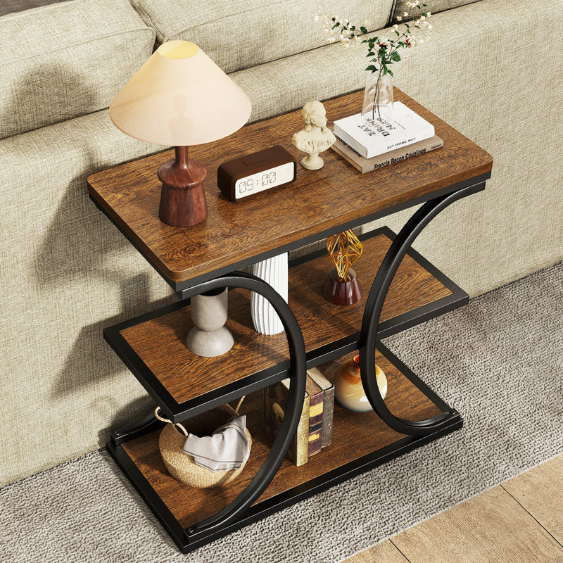 3-Tier End Table & Wood Side Table with Storage