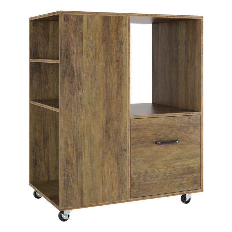 60cm Wide 1 -Drawer Mobile File Cabinet, Rustic Brown