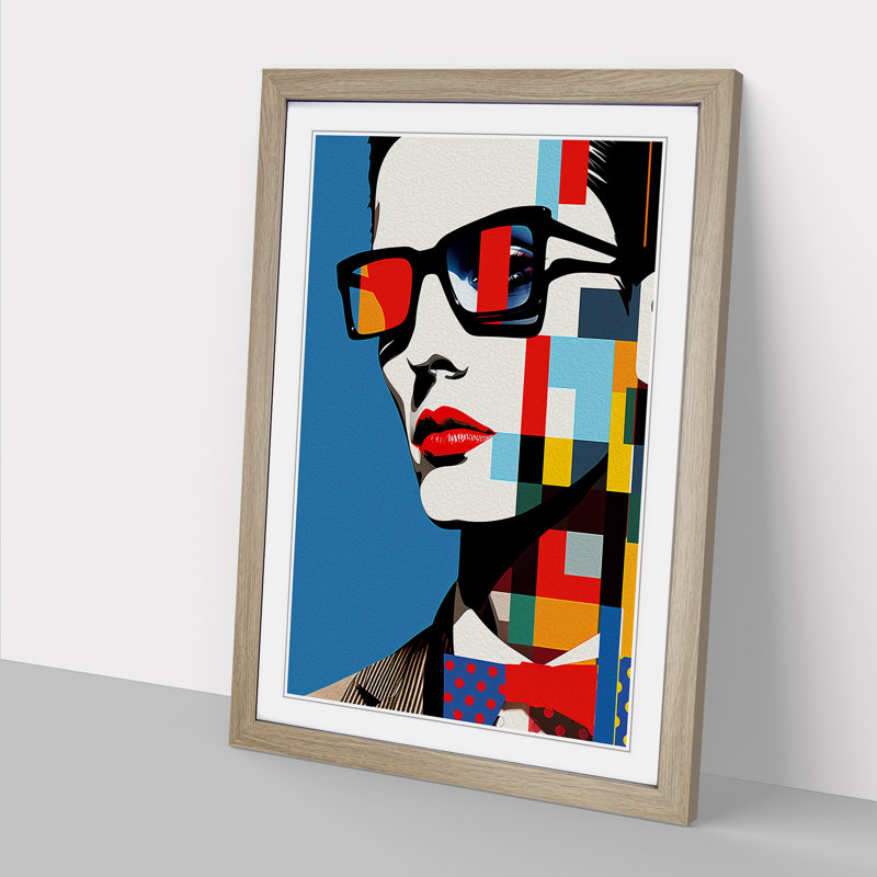 Man Pop - Single Picture Frame Print on Wood, Oak Framed, 64cm H x 46cm W x 2cm D