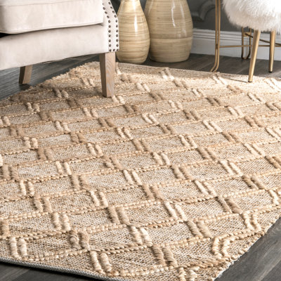 Tapis beige tissé à la main Nebeker