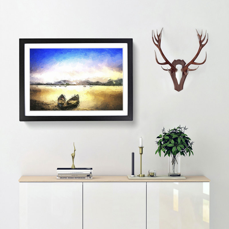 Two Boats - Framed Print, 48cm H x 65cm W x 2cm D, Black Framed