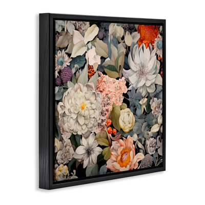 «Grey Mixed Botanicals», art mural encadré flottant gris par Lazar Studio