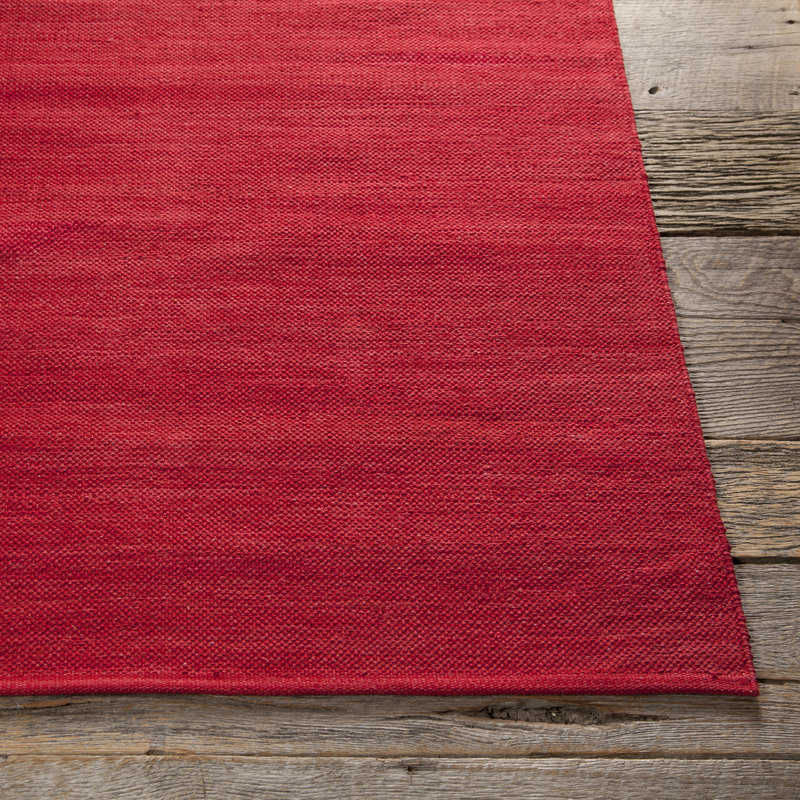 Handmade Red Cotton Rectangular Rug 2' x 3'