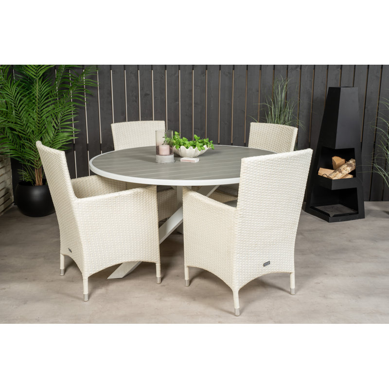 Akia 4 - Person Patio Dining Set with Round Table, White