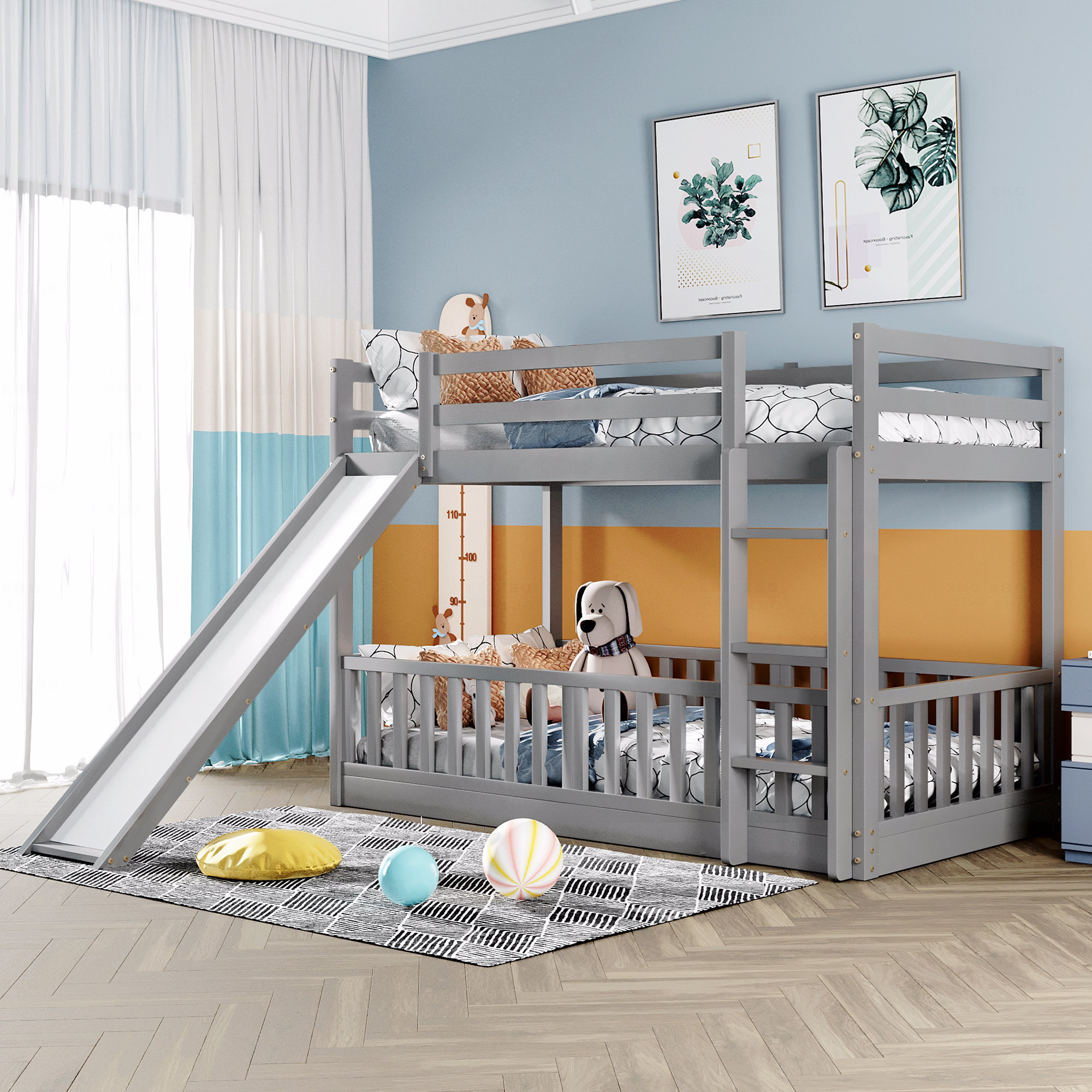 Latitude Run® Twin Over Twin Bunk Bed With Slide And Ladder - Wayfair ...