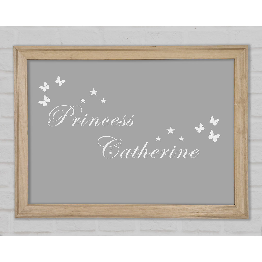 Girls Room Quote Your Own Name Princess Grau Weiß Gerahmter Druck