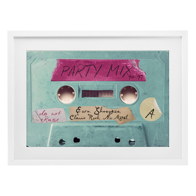 «Retro Party Mix», reproduction sous verre encadrée par Annabelle Hall, H 14 po x l 20 po, Cadre blanc côtier