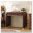 Classic Wood Vanity Desk with Flip Mirror, 3-in-1 Dressing Table with 2 Drawers and Storage Space-1559988270