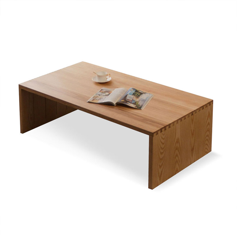 Burlywood Solid Wood Rectangular Coffee Table