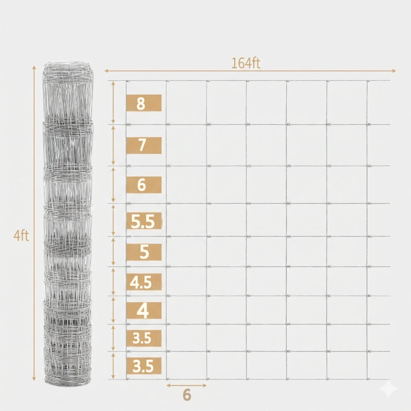 Enceinte de ferme avancée de 4 pi x 164 pi, fabrication galvanisée durable et sécurisée pour usage agricole