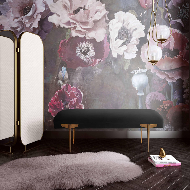 Banc en velours Amplitude, Velours noir