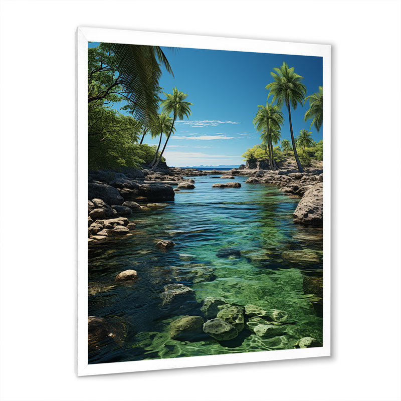 Cuba, paradis vert sur toile, H 44 po x l 34 po x P 1,5 po, Cadre simple blanc