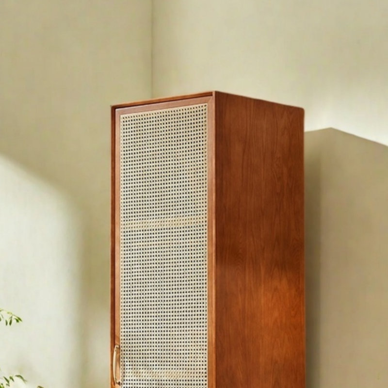 Armoire simple en rotin tissé, Cerisier