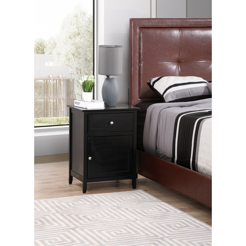 Charming Transitional Nightstand, Black