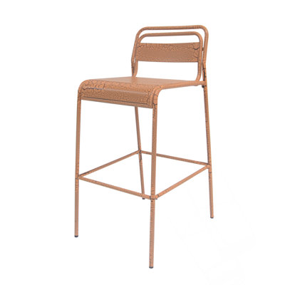Ensemble de 6 tabourets de bar d'extérieur avec structure en fer thermolaqué, conception à lattes