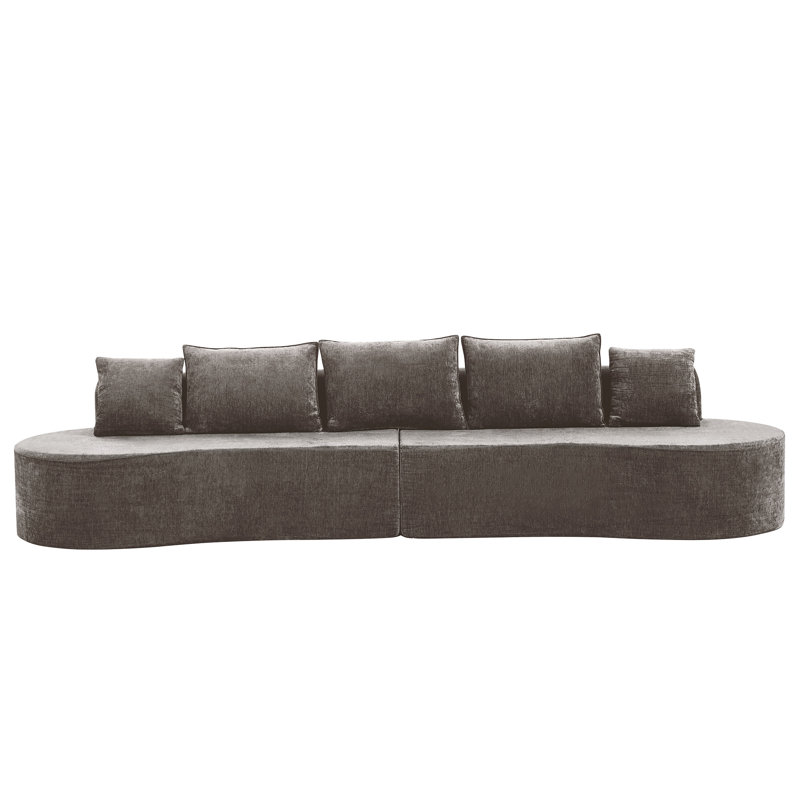 Canapé modulaire incurvé moderne 138,6 po avec éponge entièrement compressée haute densité, Light Brown