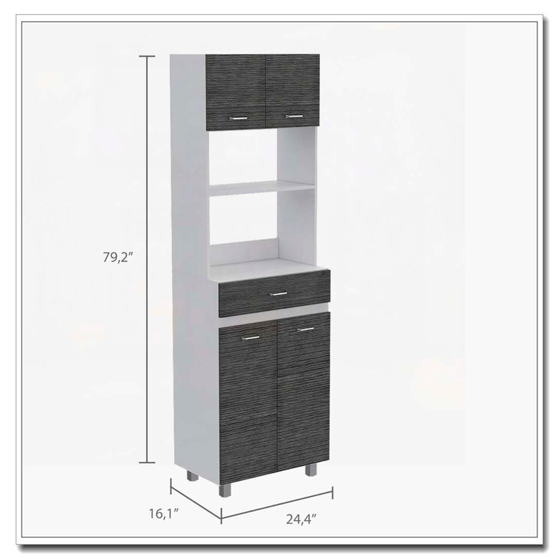 Armoire à micro-ondes à 2 tablettes et 1 tiroir Pembrooke, Gris