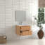 Ensemble de meuble-lavabo mural 24 po avec 2 tiroirs de rangement, lavabo intégré en résine blanche