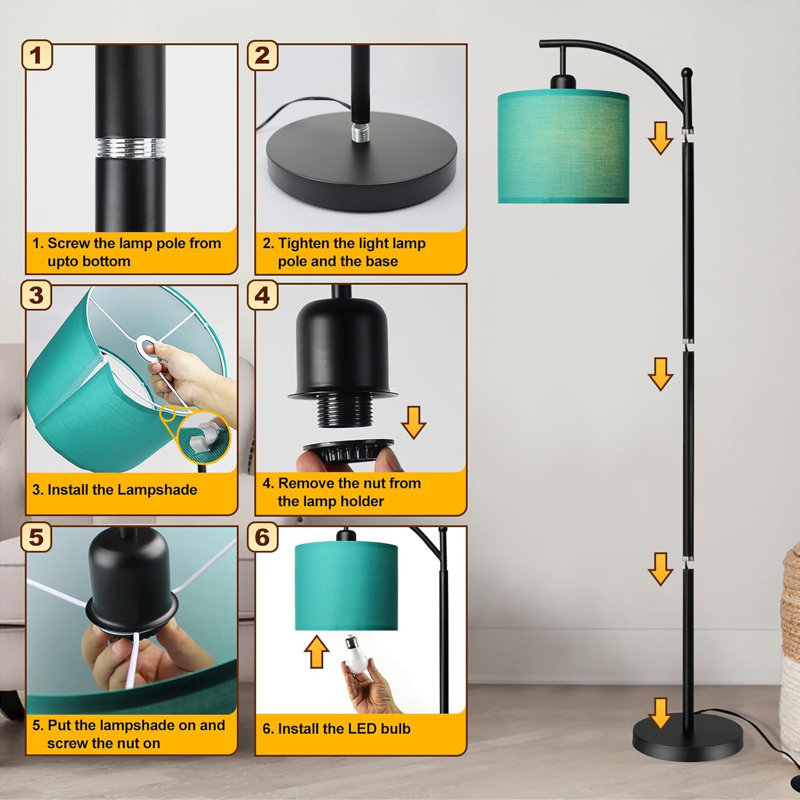 Modern Floor Lamp With Adjustable Color Temperatures, Sturdy Standing Lamp With Reading Light, Energy-Efficient LED Bulb Included, Ideal For Living Room And Bedroom