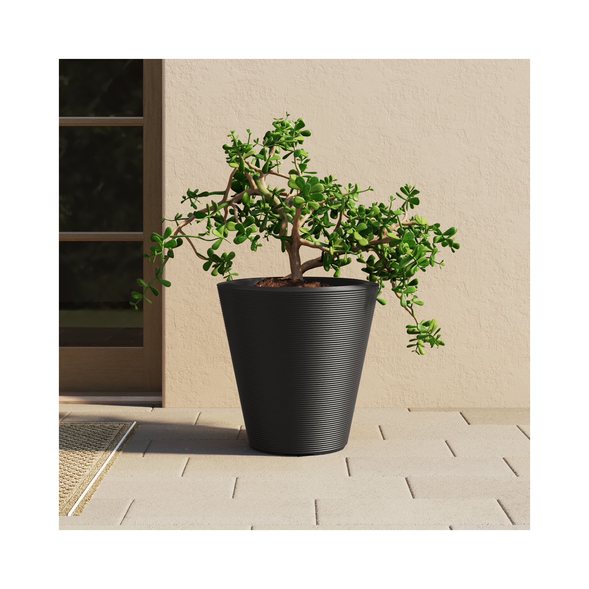 Madison Indoor/Outdoor Modern Round Planter, 20" H x 20" W x 20" D, Caviar Black