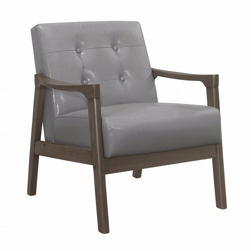 Chaise d'appoint - Siège capitonné à capitonnage capitonné gris de style Mid-Century
