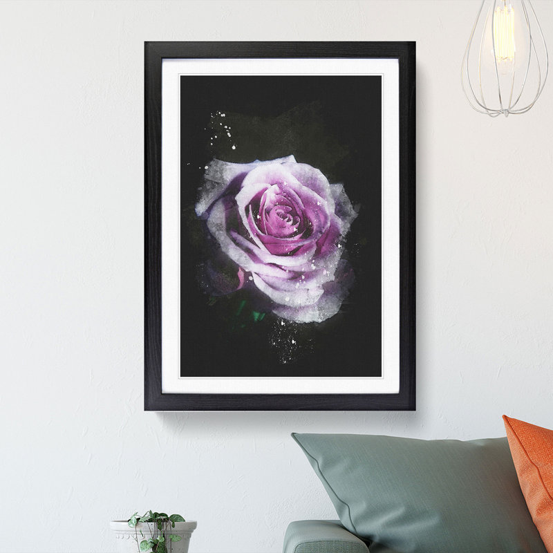 The Pale Purple Rose - Framed Print, 45cm H x 33cm W x 2cm D, Black Framed