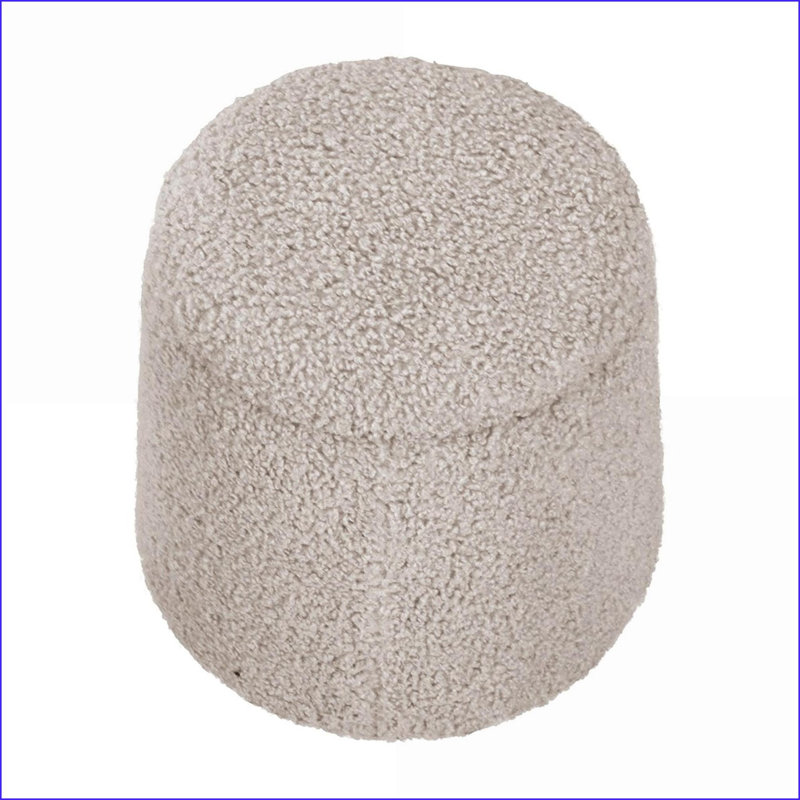 Repose-pieds avec rangement, boucle souple ronde | Repose-pieds de salon | Beige | Rembourré