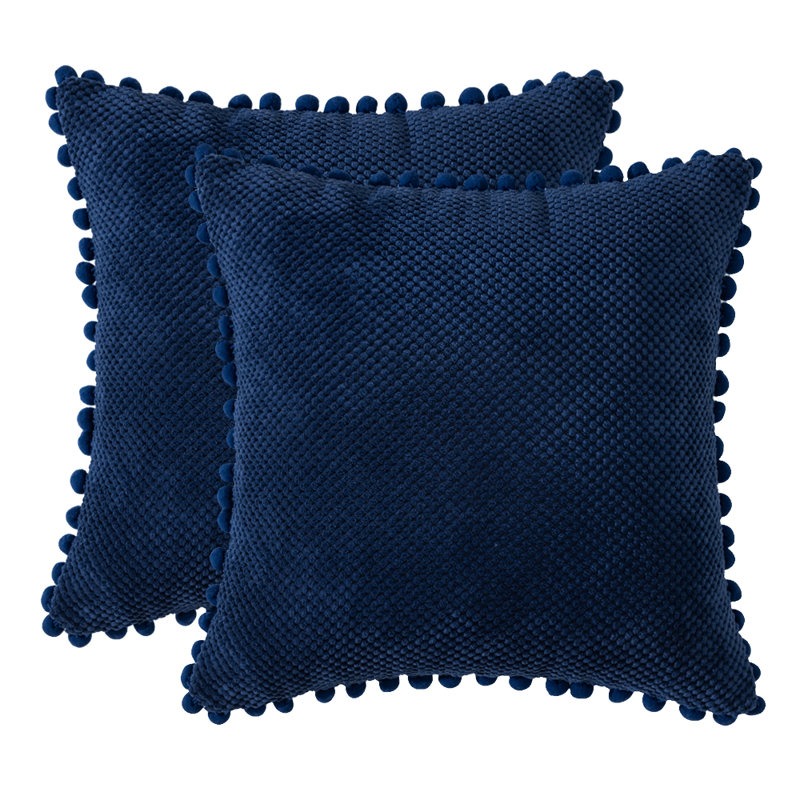  Coussin décoratif, Housse de coussin seulement - sans coussin, 18 po x 18 po, Bleu foncé