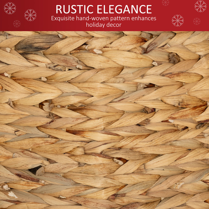 Anneau d'arbre de Noël en jacinthe 24 po tissé à la main naturel