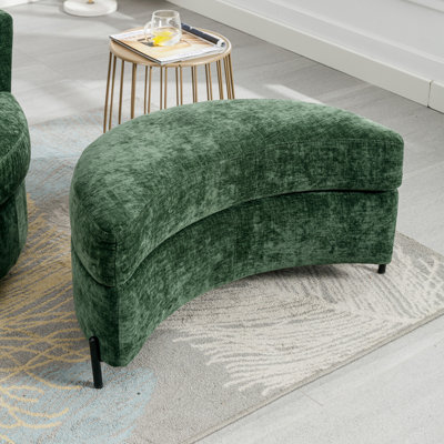 Grand repose-pieds avec rangement en chenille de 32,7 po et demi-croissant de lune avec plateau servant de table d'appoint, siège rembourré et repose-pieds pour le salon, l'entrée et le couloir