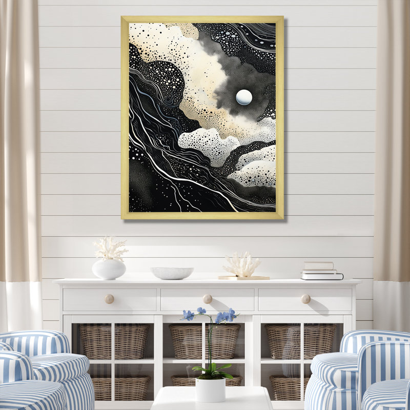 Deep Marine Scenes Modern Collage II - impressions sur toile abstraites, H 20 po x l 12 po x P 1 po, Cadre doré simple