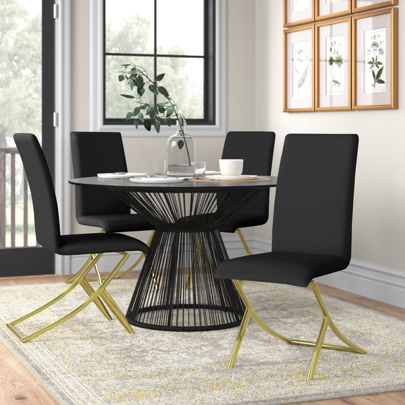 19'' H Faux Leather Upholstered Side Chair, Black